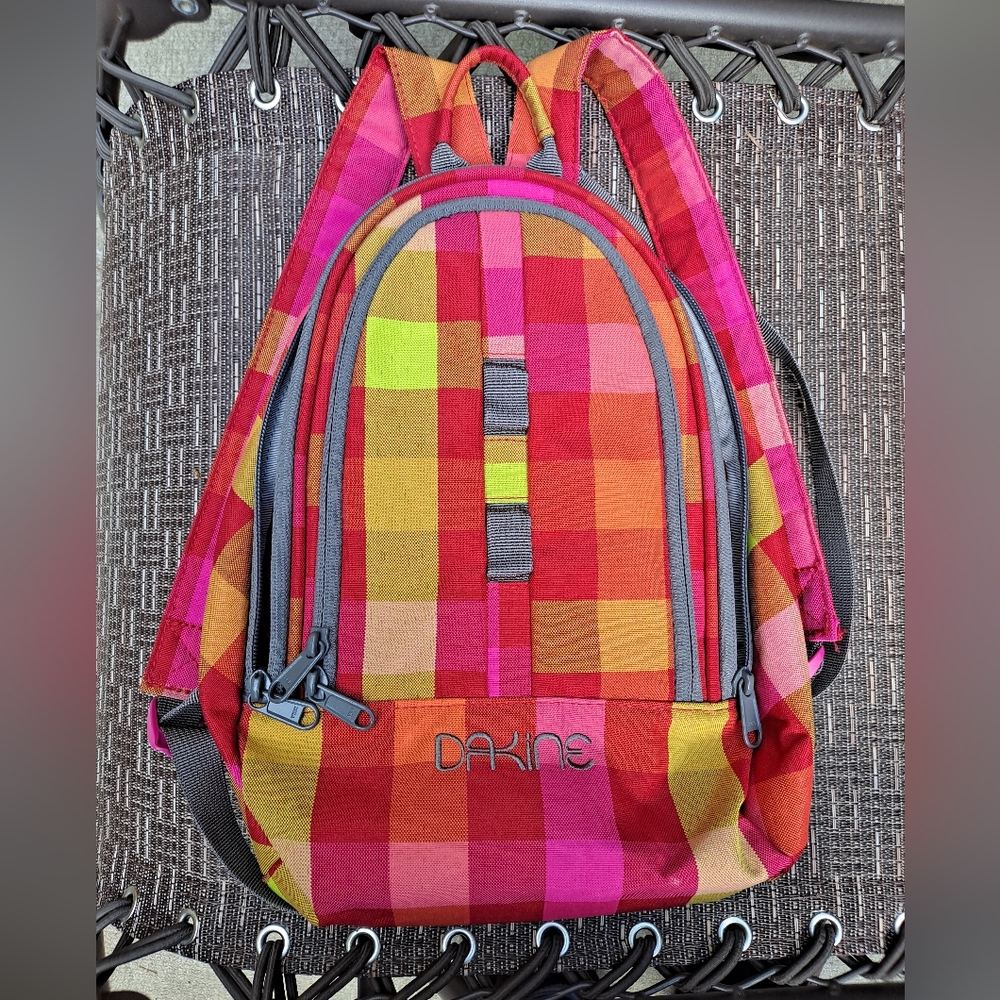 Dakine Checkerboard Red Pink Orange Neon Green Backpack